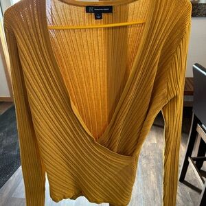 INC Yellow Wrap Sweater
